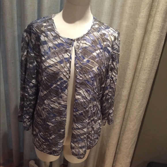 CHICO’S Sparkly Open Front Jacket - 14 EUC - Picture 2 of 6